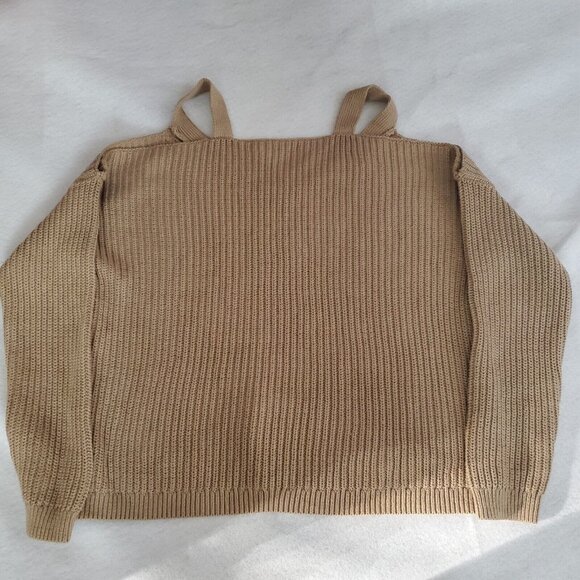 LA Hearts Cold Shoulder Tan Sweater M - Picture 7 of 7